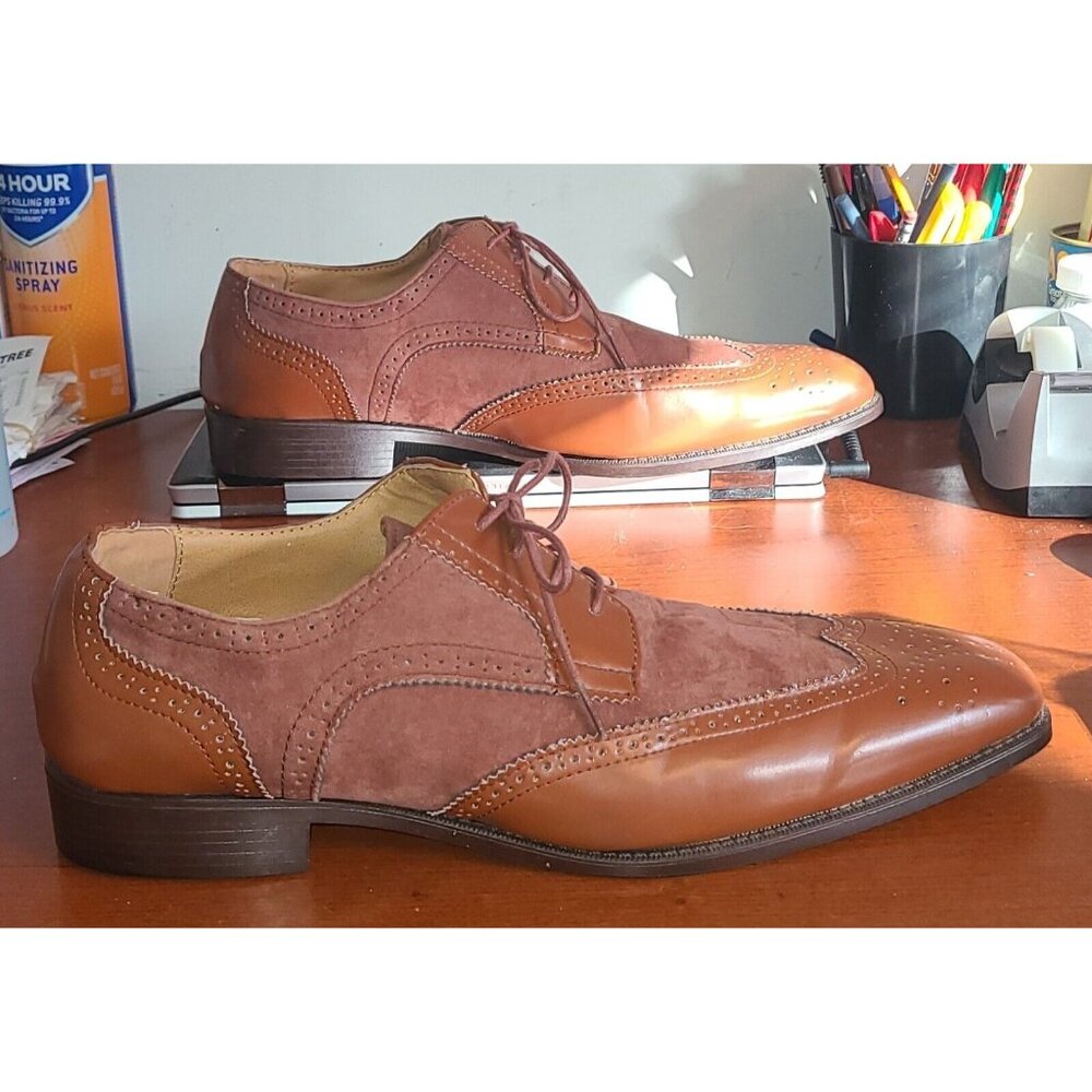 Bolano Stefano Men's Shoes Sz.13 Rust Leather & Suede Dress Wingtips